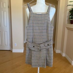 Zara Girl's PINAFORE DRESS WITH BELT BAG Houndstooth Black and Brown